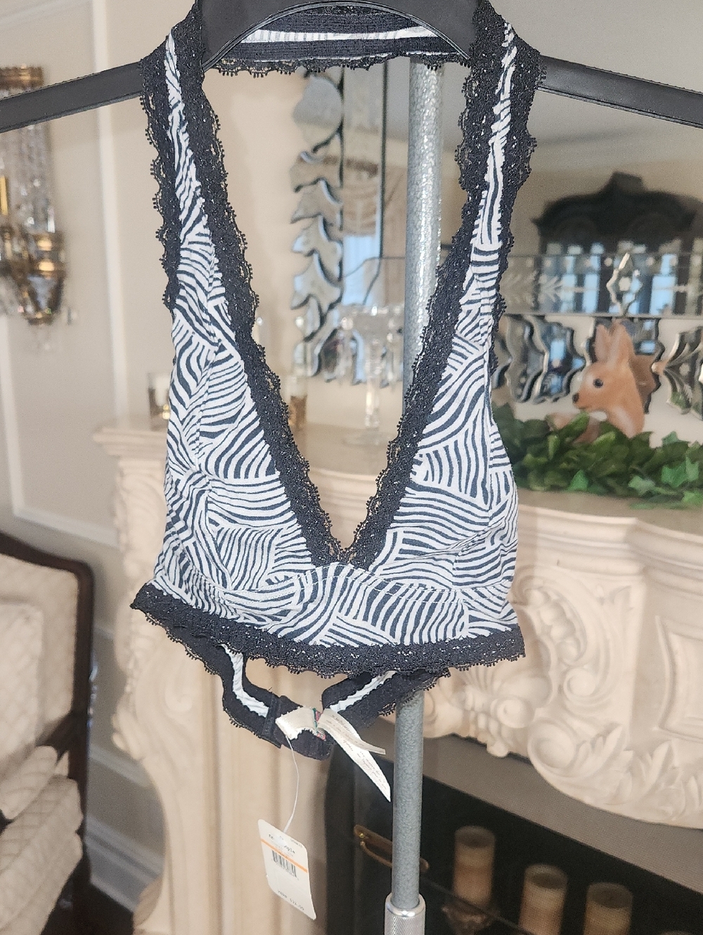Free People Halter-Neck Abstract Print Lacey Bra. New with Tags!